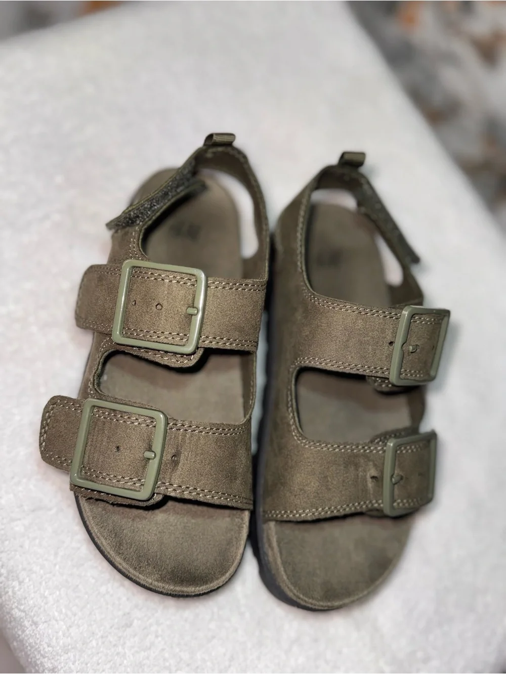 H&M Olive Green Double-Strap Kids Sandals
